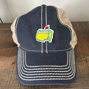 Navy and Tan Mesh Cap with Masters Patch Logo